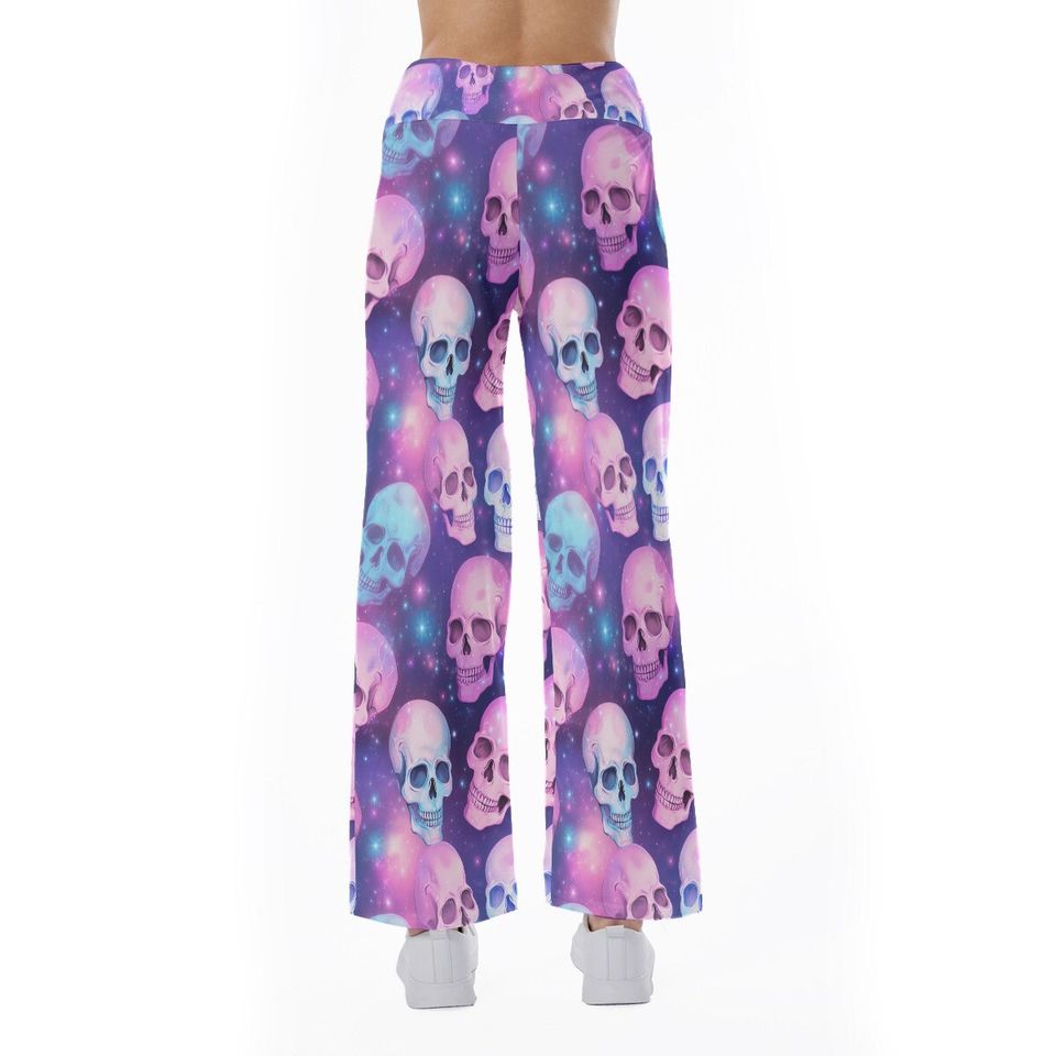 Pastel Goth Skull Pattern Trousers Pants