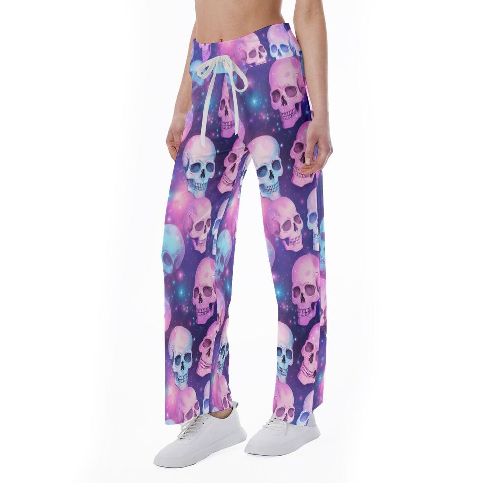 Pastel Goth Skull Pattern Trousers Pants