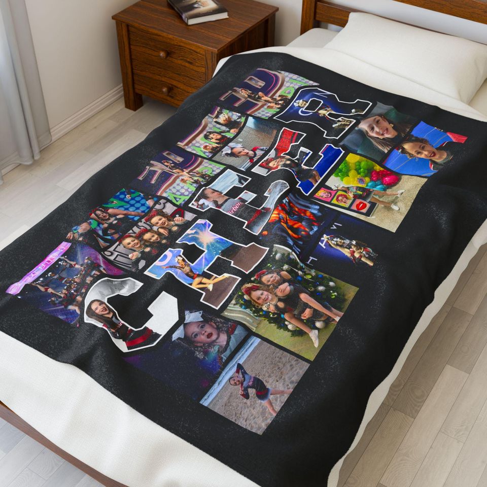 Custom Cheer Photo Collage Blanket:  Keepsake Gift