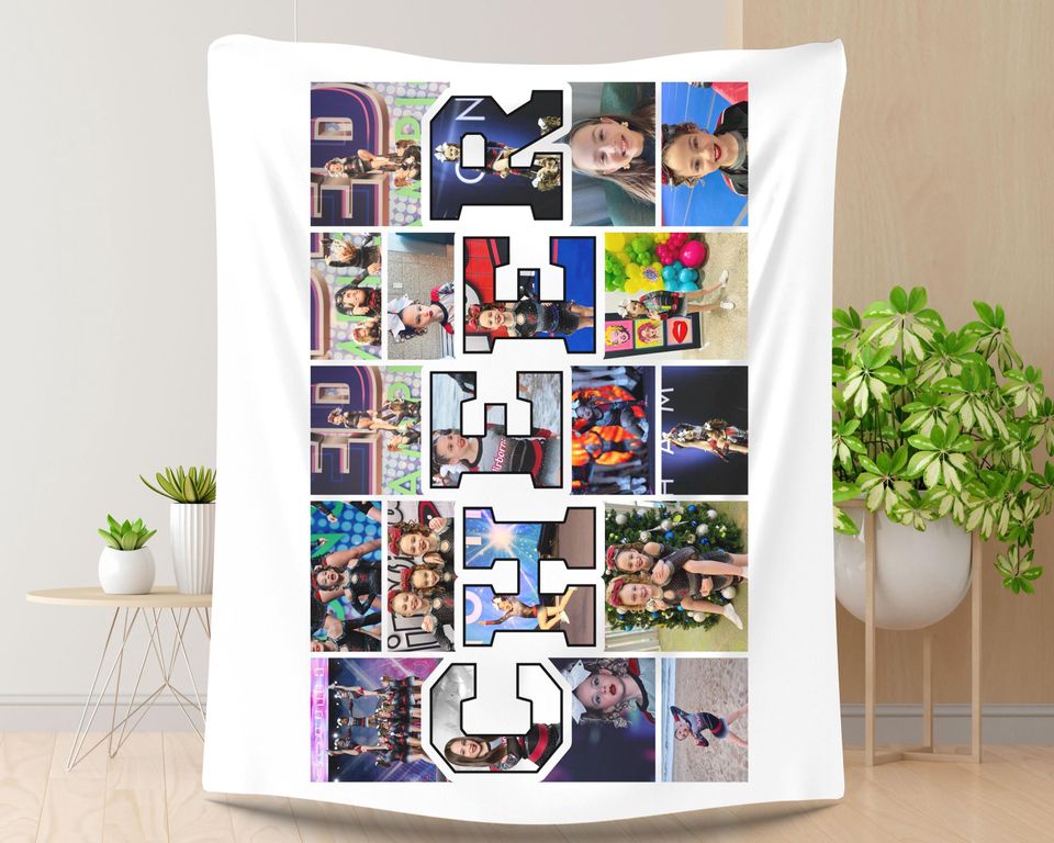 Custom Cheer Photo Collage Blanket:  Keepsake Gift