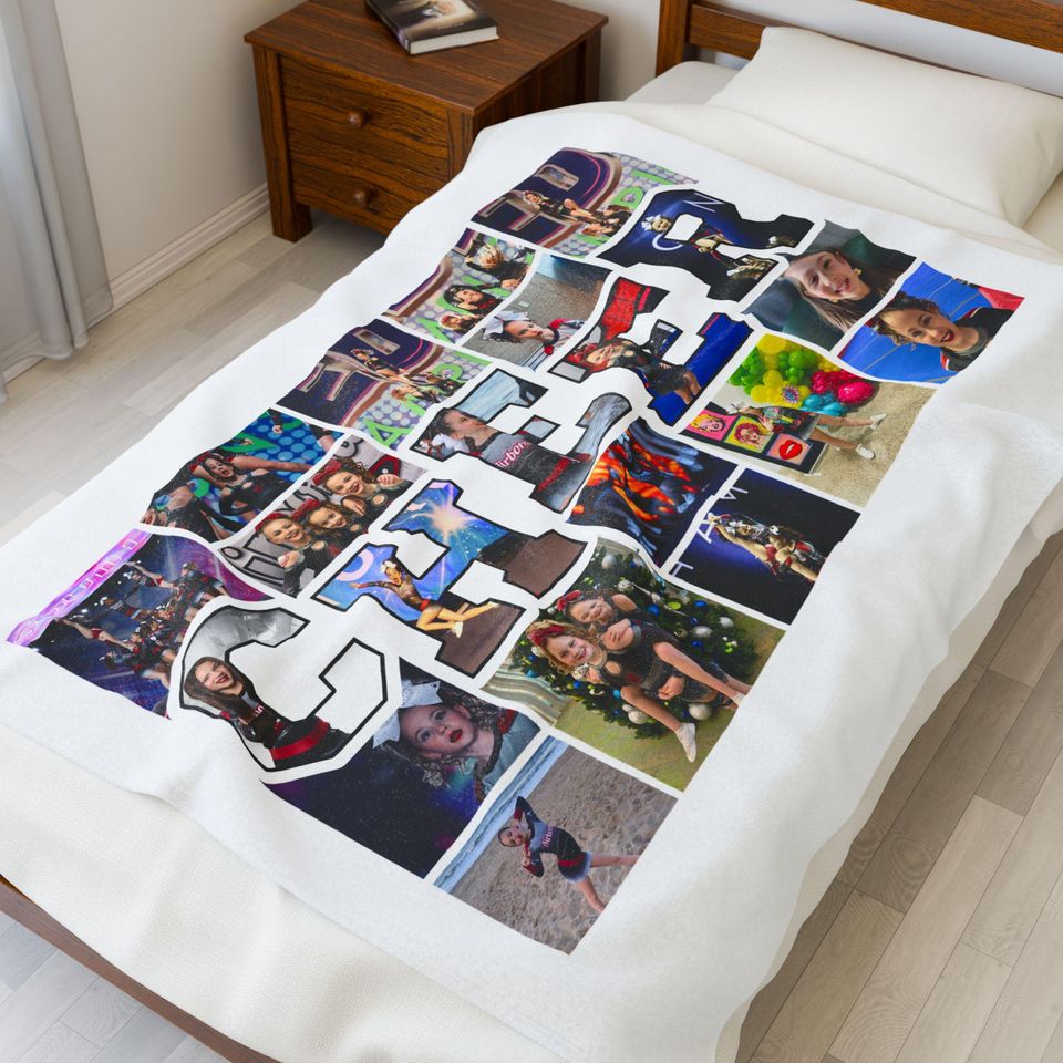 Custom Cheer Photo Collage Blanket:  Keepsake Gift