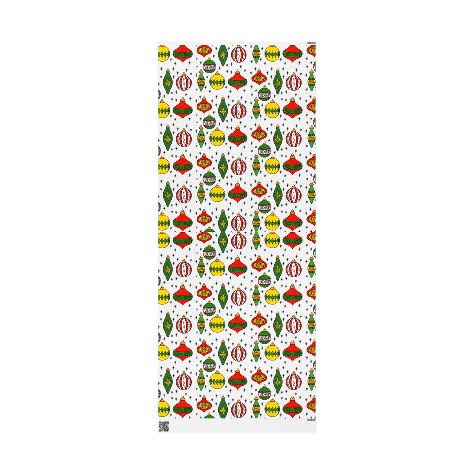 Slightly Subtle Retro Christmas Ornaments FDT Wrapping Paper | Holiday Gift Wrap Roll