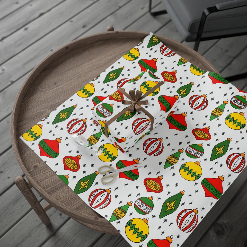 Slightly Subtle Retro Christmas Ornaments FDT Wrapping Paper | Holiday Gift Wrap Roll