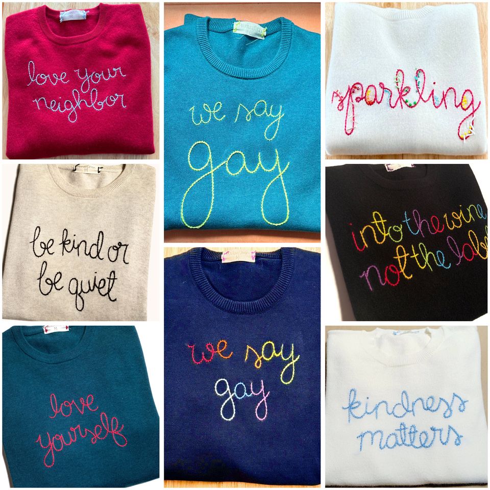 CUSTOM, 100% Cotton Sweater, Custom hand embroidered sweater, unisex