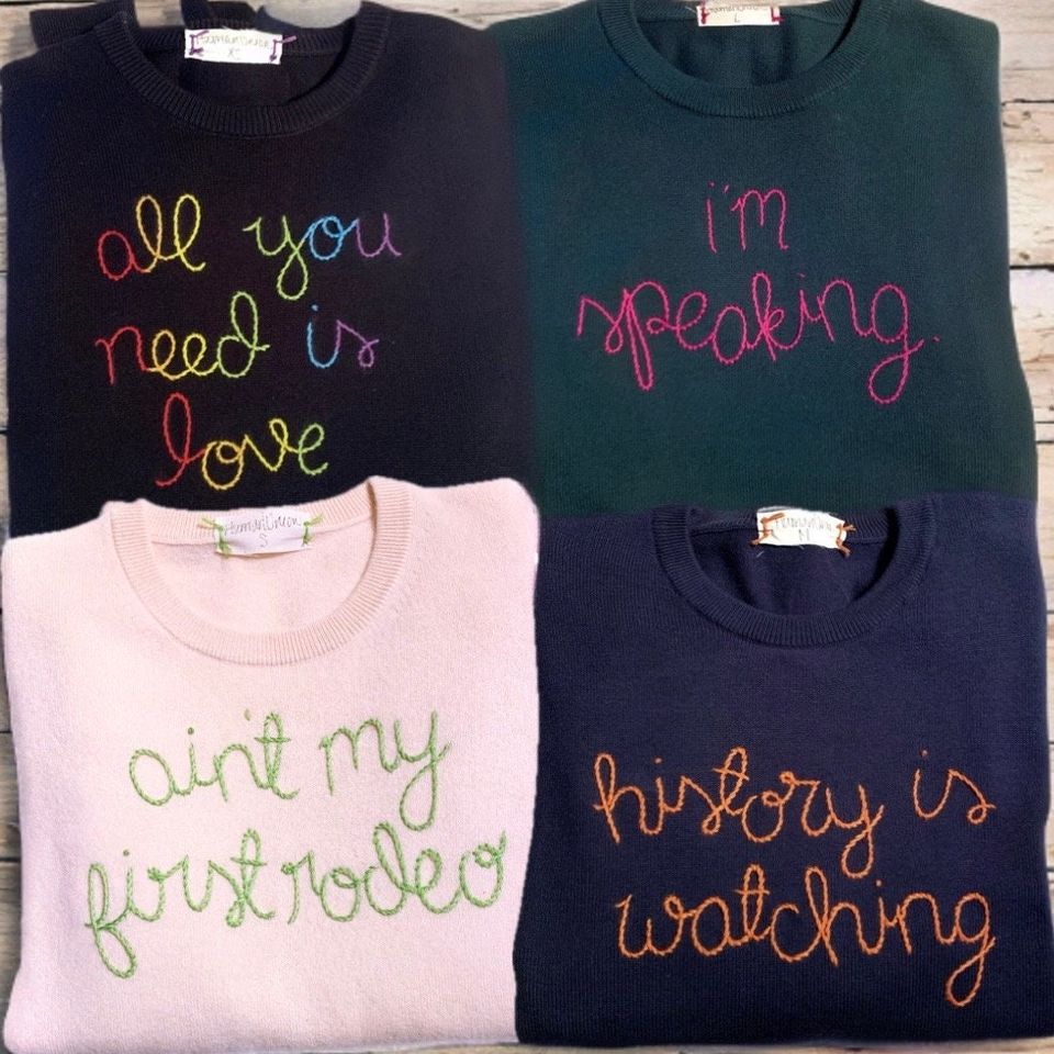 CUSTOM, 100% Cotton Sweater, Custom hand embroidered sweater, unisex