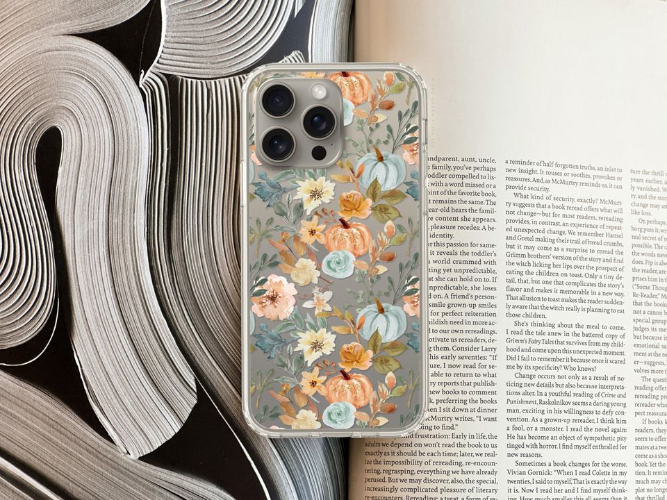 Orange Teal Fall Pumpkins Phone Case For iPhone Case With Cute Autumn Halloween