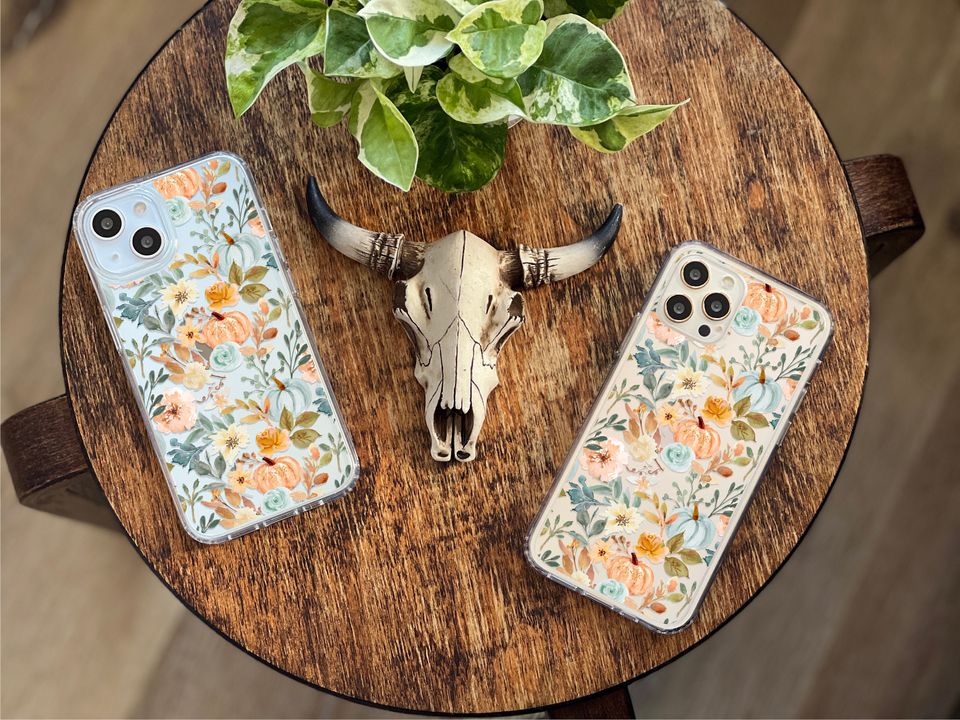 Orange Teal Fall Pumpkins Phone Case For iPhone Case With Cute Autumn Halloween