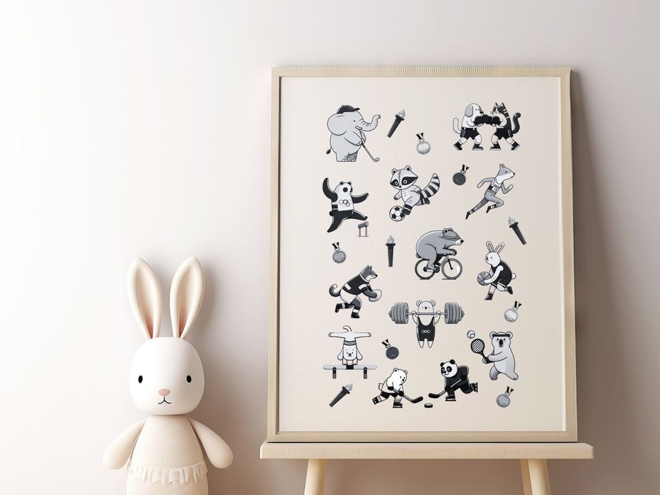 Cute Animals Olympic Print - Perfect for Paris Olympics and Animal Enthusiasts