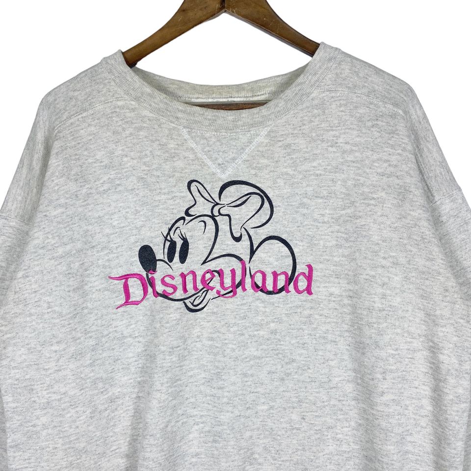 Vintage Disneyland Minnie Mouse Crewneck Sweatshirt Grey Embroidery