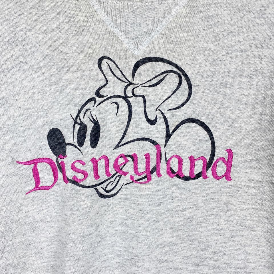 Vintage Disneyland Minnie Mouse Crewneck Sweatshirt Grey Embroidery