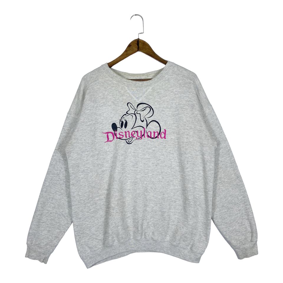 Vintage Disneyland Minnie Mouse Crewneck Sweatshirt Grey Embroidery