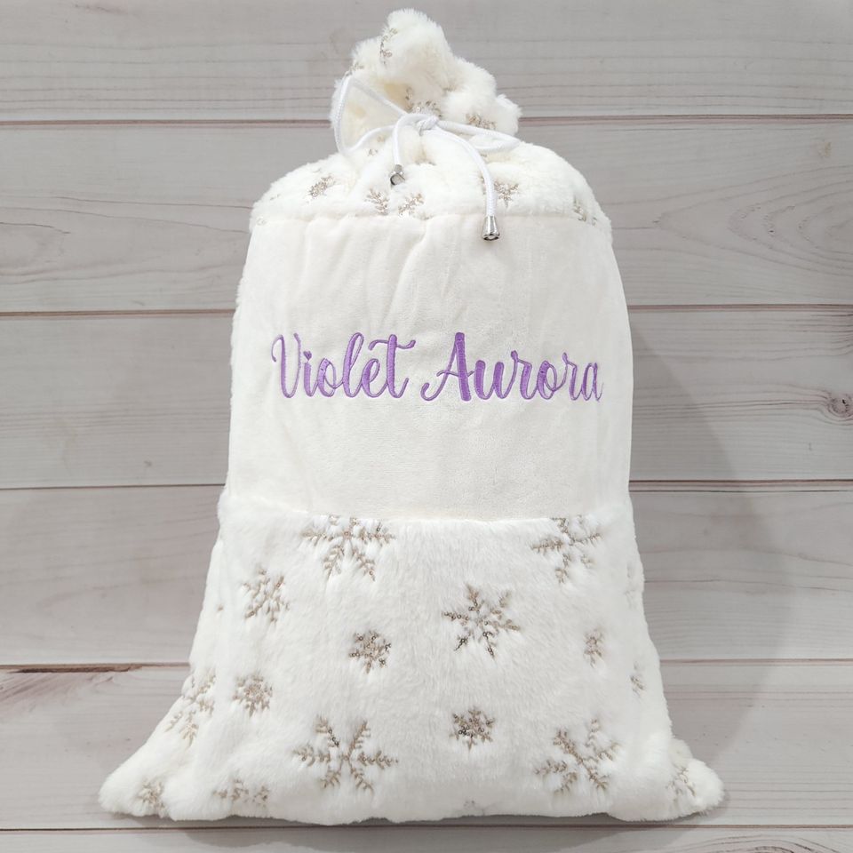 Embroidered Plush Snowflake Christmas Santa Sack