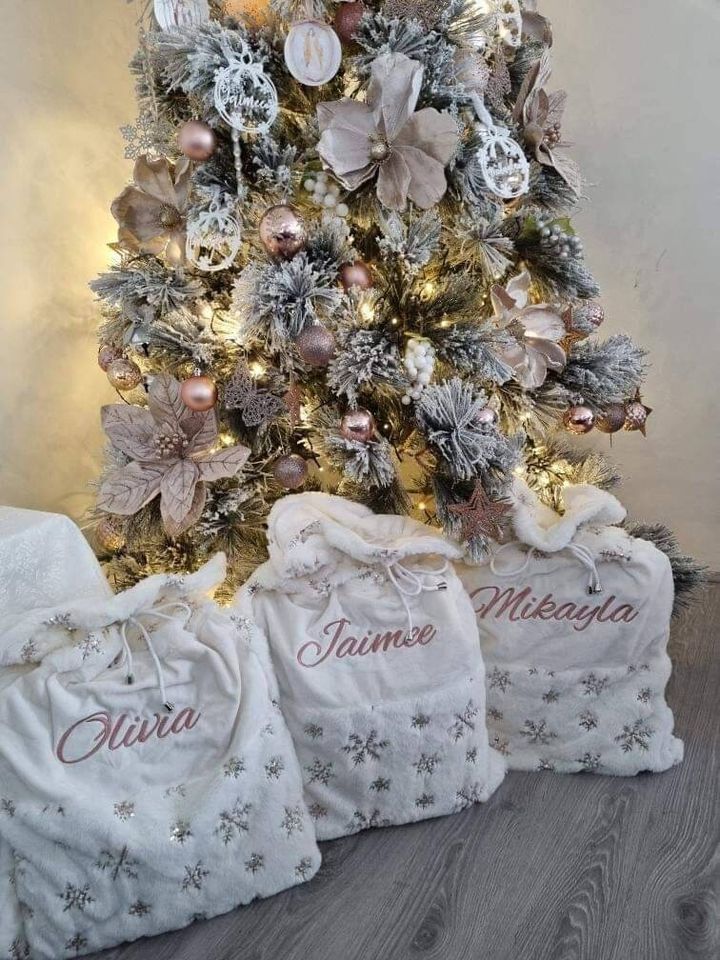 Embroidered Plush Snowflake Christmas Santa Sack