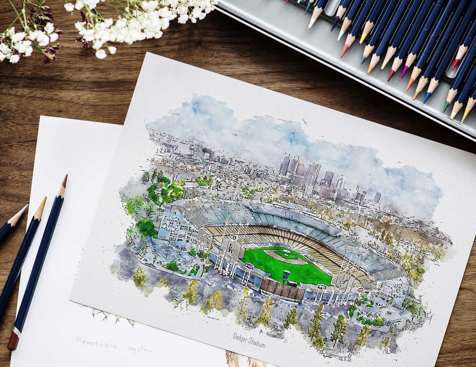 Los Angeles Dodgers Baseball Poster, Dodger Stadium Print, Printable Wall Art, Sports Wall Decor