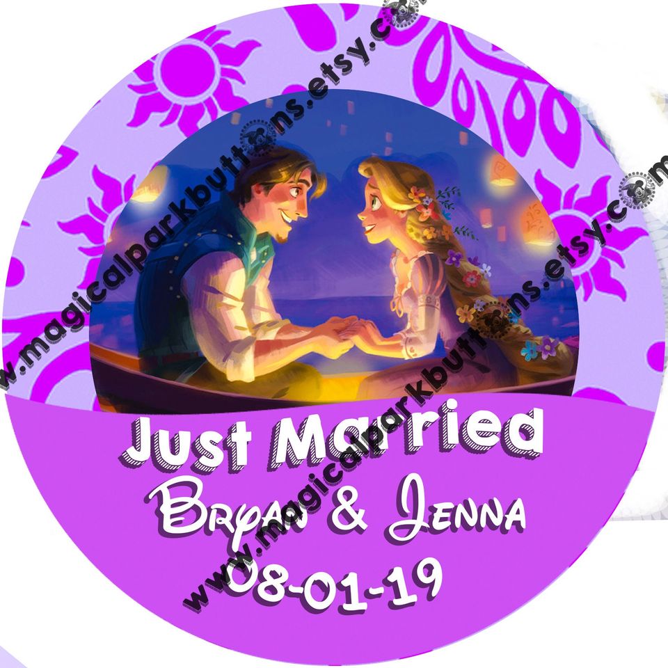 Tangled Just Engaged Buttons - Tangled Just Engaged Pins - Disney Park Pins Buttons