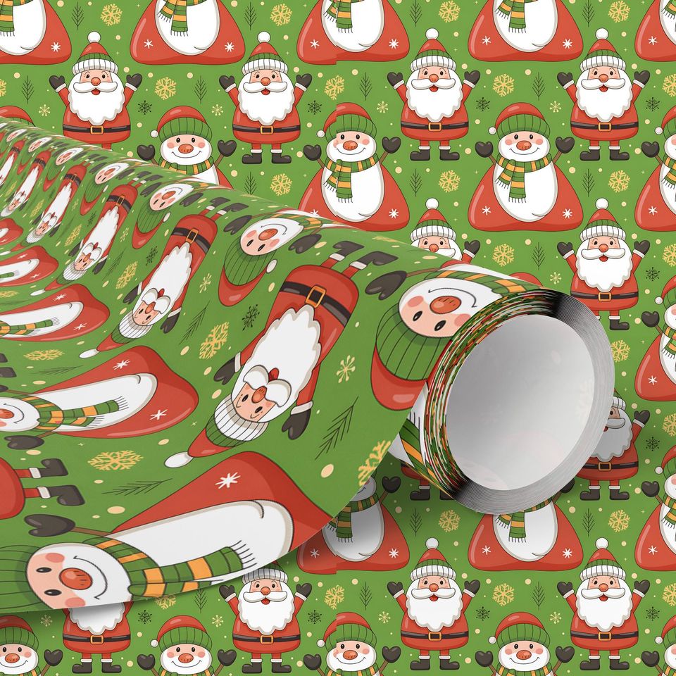 Santa Wrapping Paper, Christmas Kids Gift Wrap, Xmas Packaging Sheet