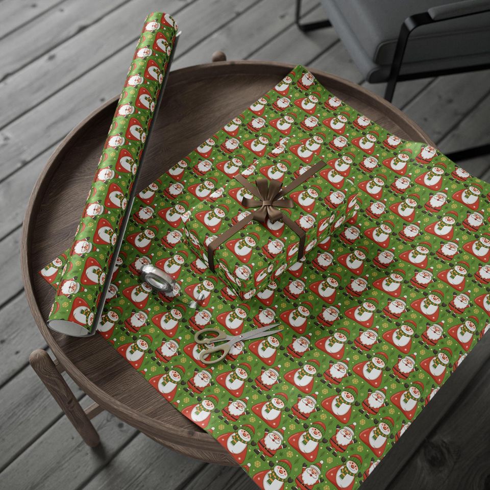 Santa Wrapping Paper, Christmas Kids Gift Wrap, Xmas Packaging Sheet