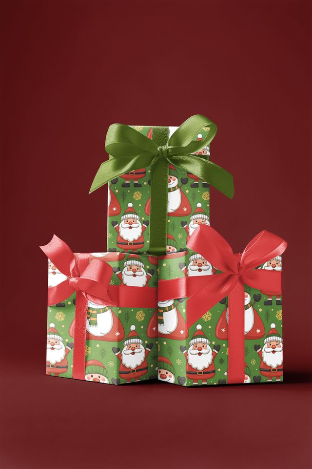 Santa Wrapping Paper, Christmas Kids Gift Wrap, Xmas Packaging Sheet