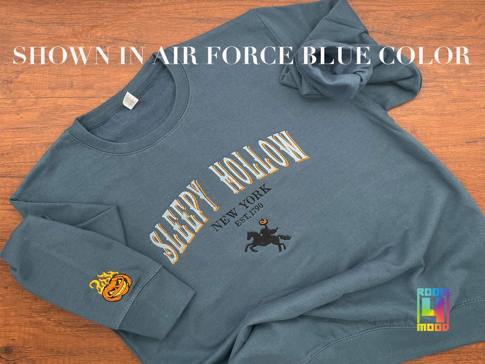 Sleepy Hollow sweatshirt, Headless rider Halloween, Fall Embroidered Sweatshirt