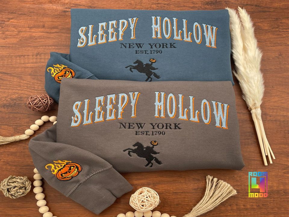 Sleepy Hollow sweatshirt, Headless rider Halloween, Fall Embroidered Sweatshirt