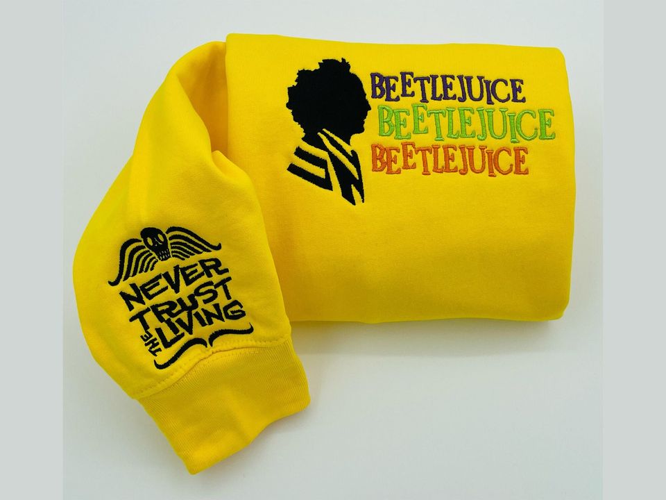 Embroidered Halloween beetlejuice embroidery sweatshirt/Spooky