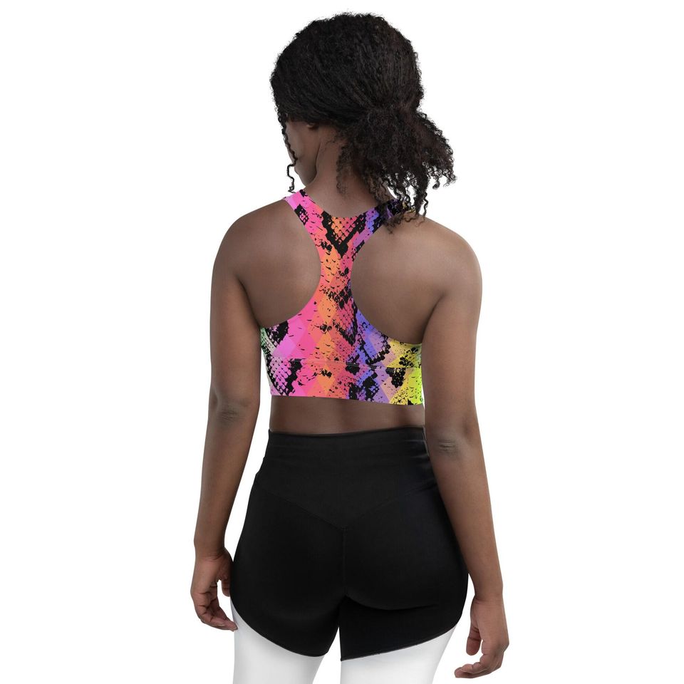 Rainbow Snakeskin Longline sports bra