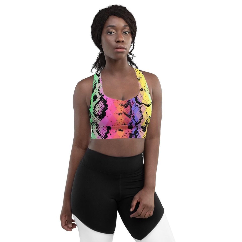 Rainbow Snakeskin Longline sports bra