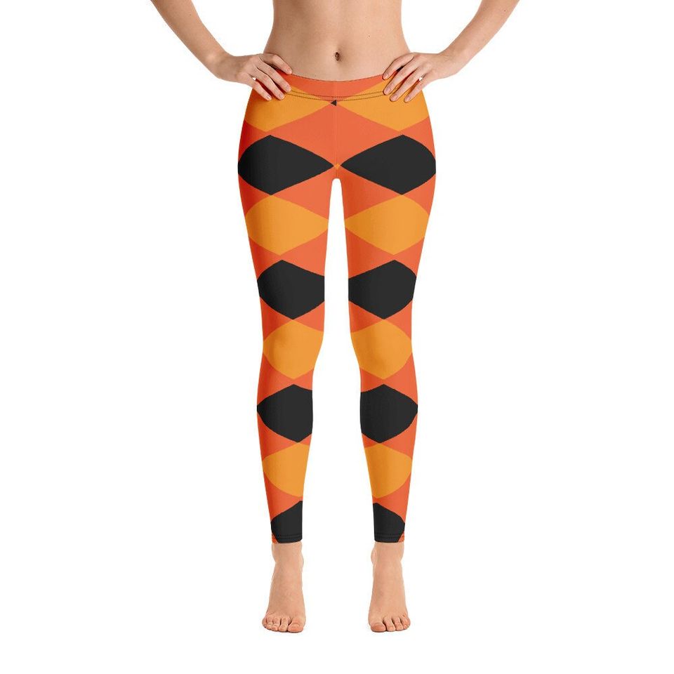 Halloween Orange Yellow Black Diamond Shape Pattern Leggings