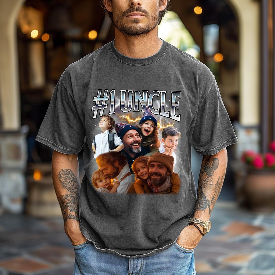 Custom Uncle Photo Shirt, Personalized Christmas Uncle Gift, Shirt for Uncle, Dad, Grandpa, First Time Uncle Gift, Bootleg Uncle Shirt