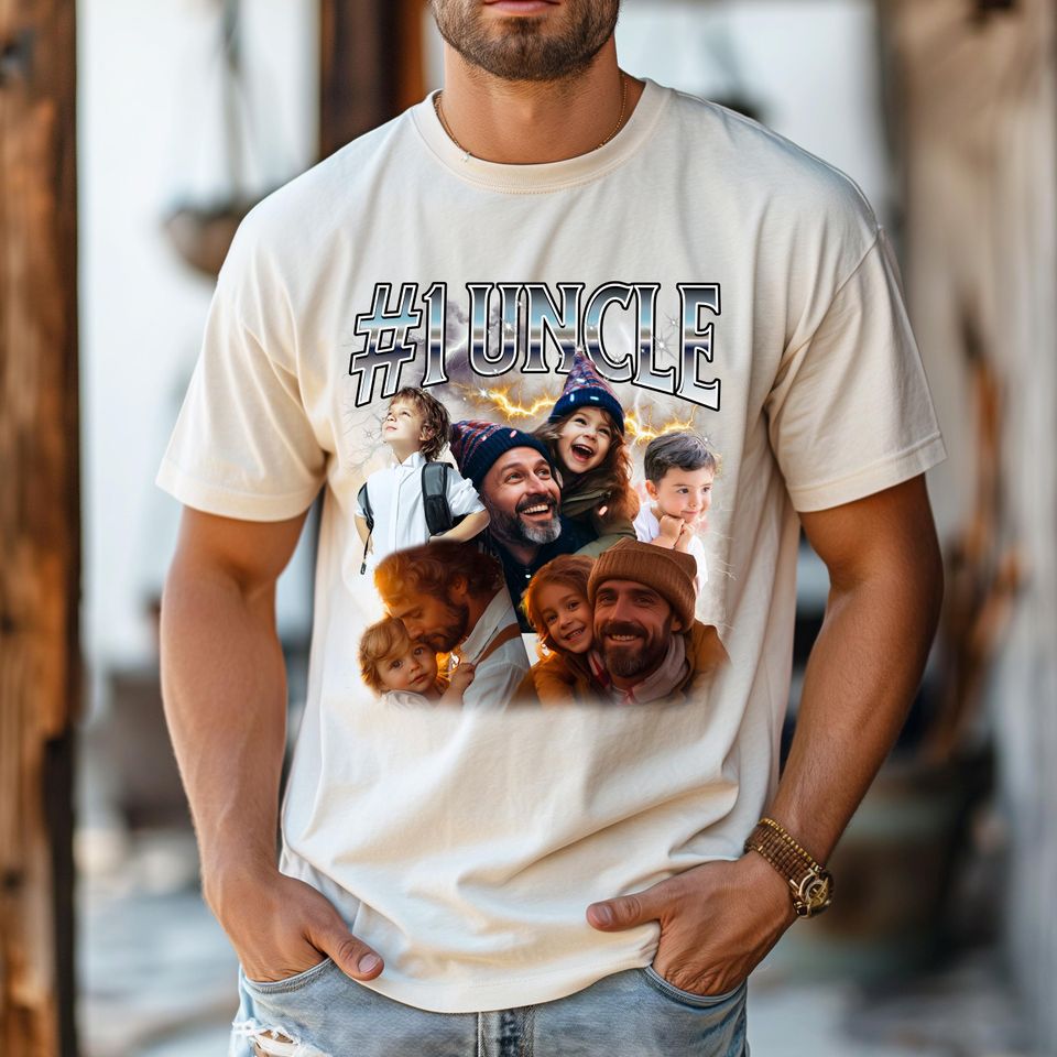 Custom Uncle Photo Shirt, Personalized Christmas Uncle Gift, Shirt for Uncle, Dad, Grandpa, First Time Uncle Gift, Bootleg Uncle Shirt