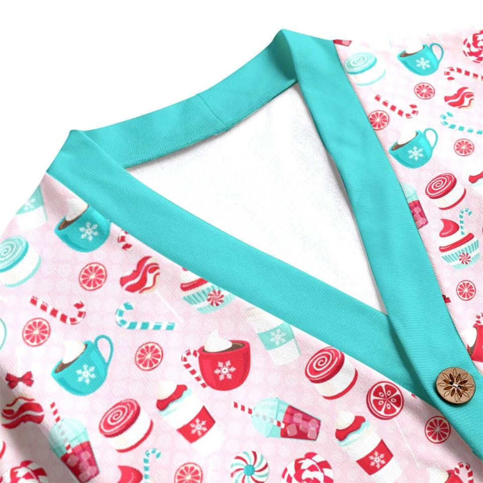 Pretty Peppermint Sweets Button Up Cardigan Jacket, Blue