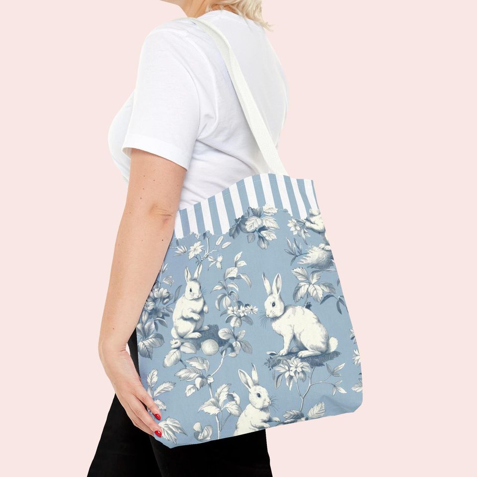 Toile Bunnies Tote Bag