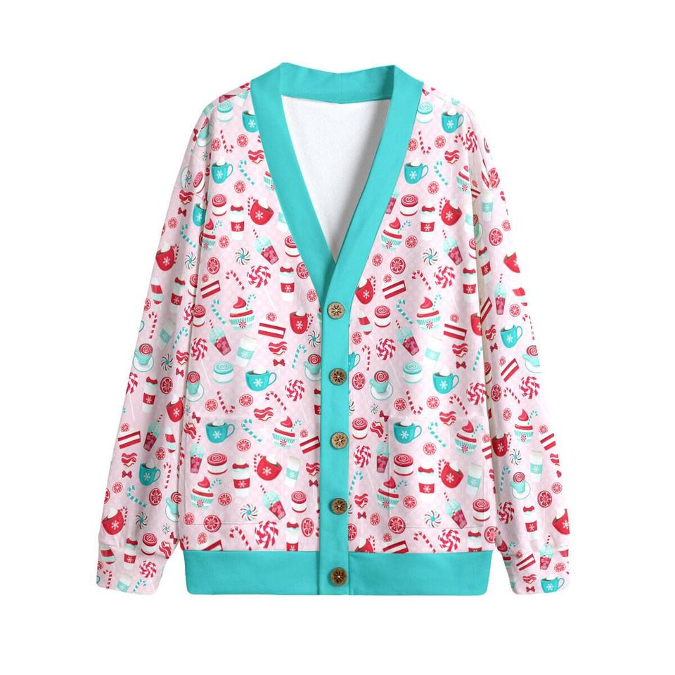 Pretty Peppermint Sweets Button Up Cardigan Jacket, Blue
