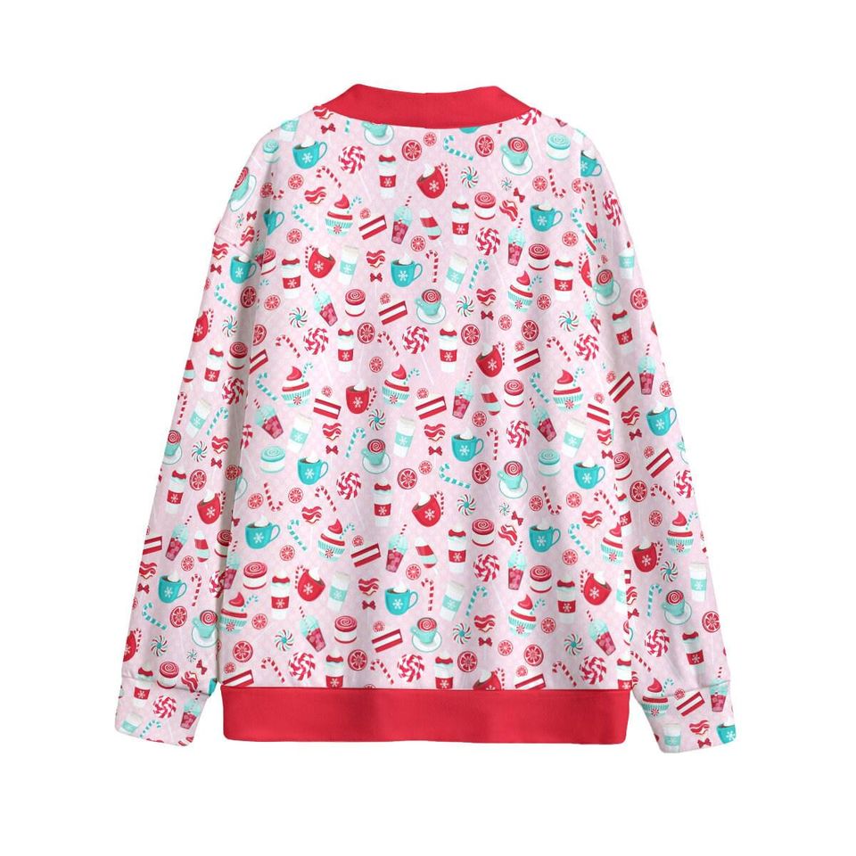 Pretty Peppermint Sweets Button Up Cardigan Jacket, Red