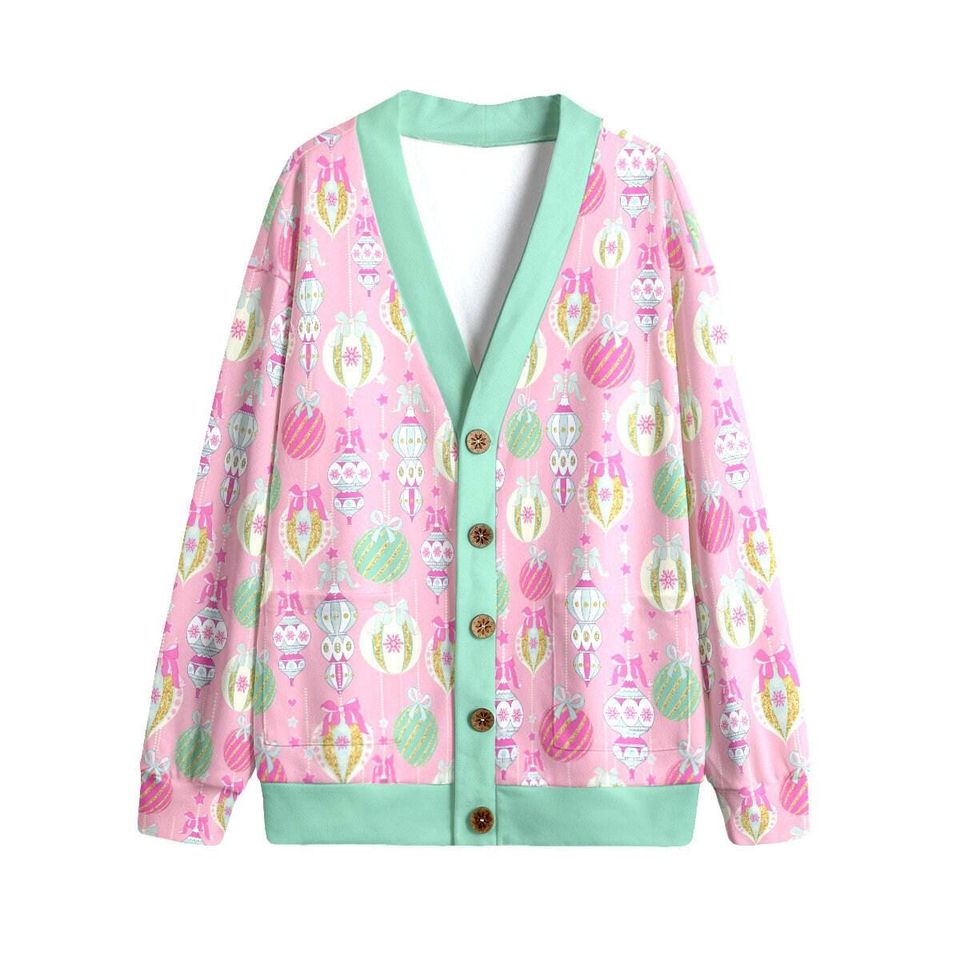 Winter Fairytale Ornaments Button Up Cardigan Jacket