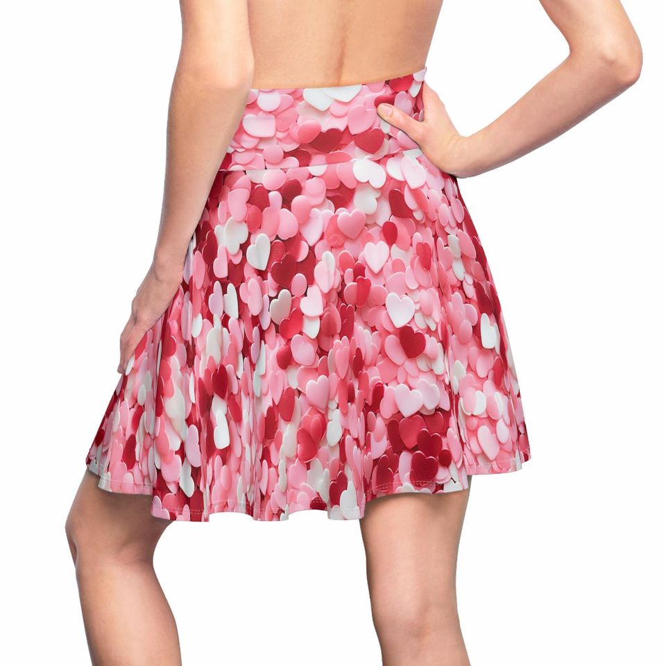 Valentines Day Heart Confetti Skater Skirt