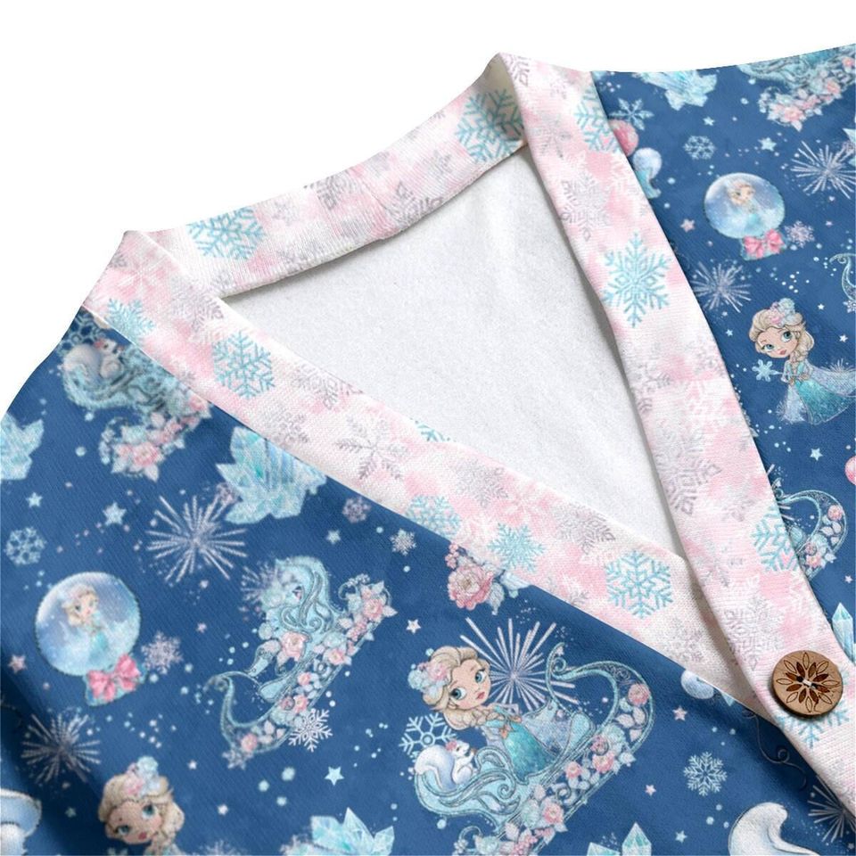 Kawaii Elsa Dark Blue Button Up Cardigan Jacket