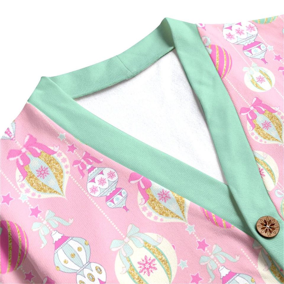 Winter Fairytale Ornaments Button Up Cardigan Jacket