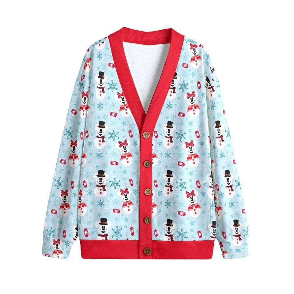 Mickey Snowman Button Up Cardigan Jacket