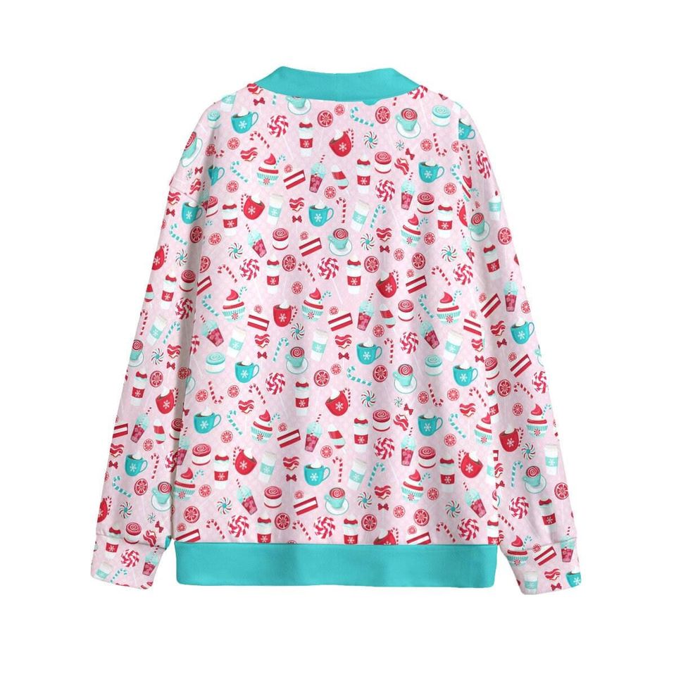 Pretty Peppermint Sweets Button Up Cardigan Jacket, Blue
