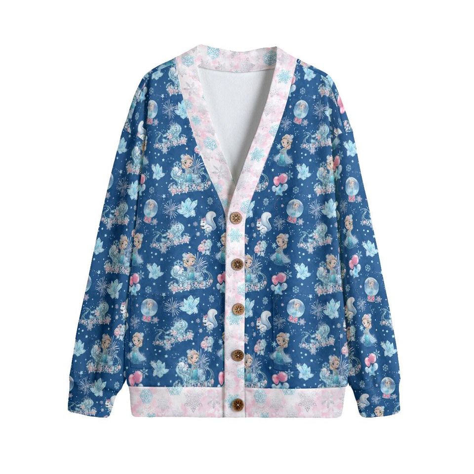Kawaii Elsa Dark Blue Button Up Cardigan Jacket
