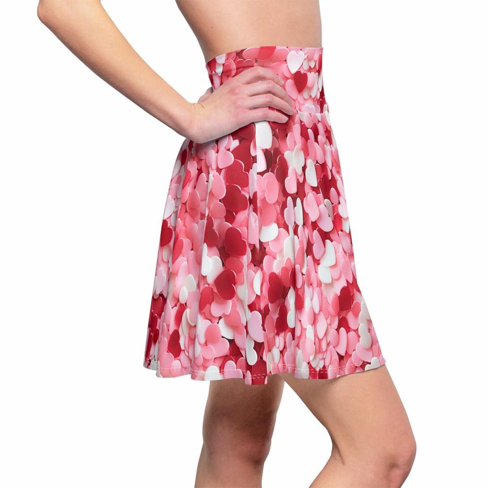 Valentines Day Heart Confetti Skater Skirt