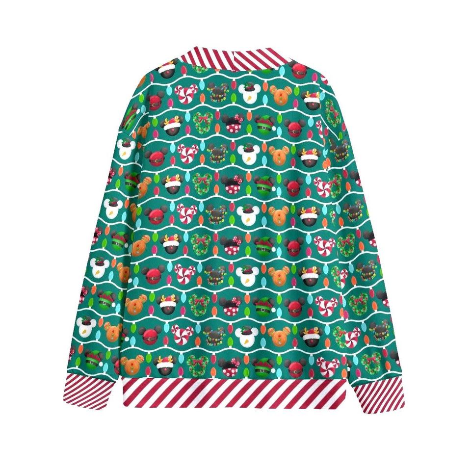 Christmas Mickey Ornaments Button Up Cardigan Jacket