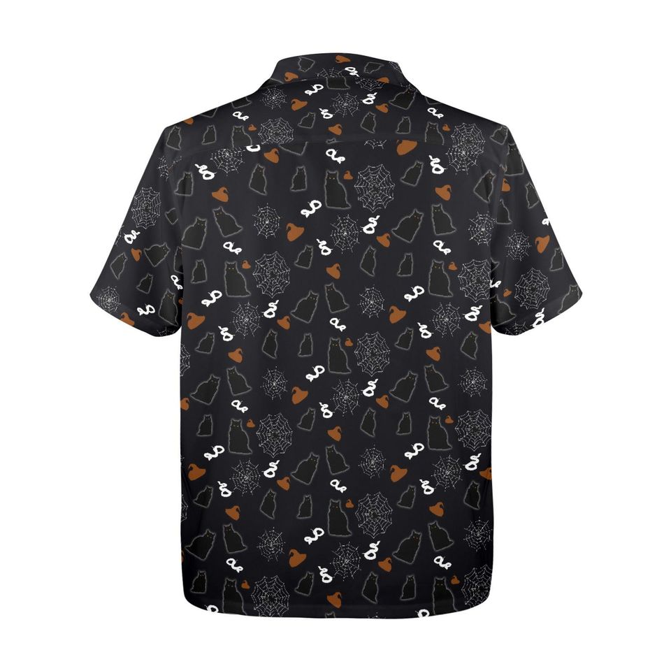 Black Cat Halloween Hawaiian Shirt, Button Up Down Shirt