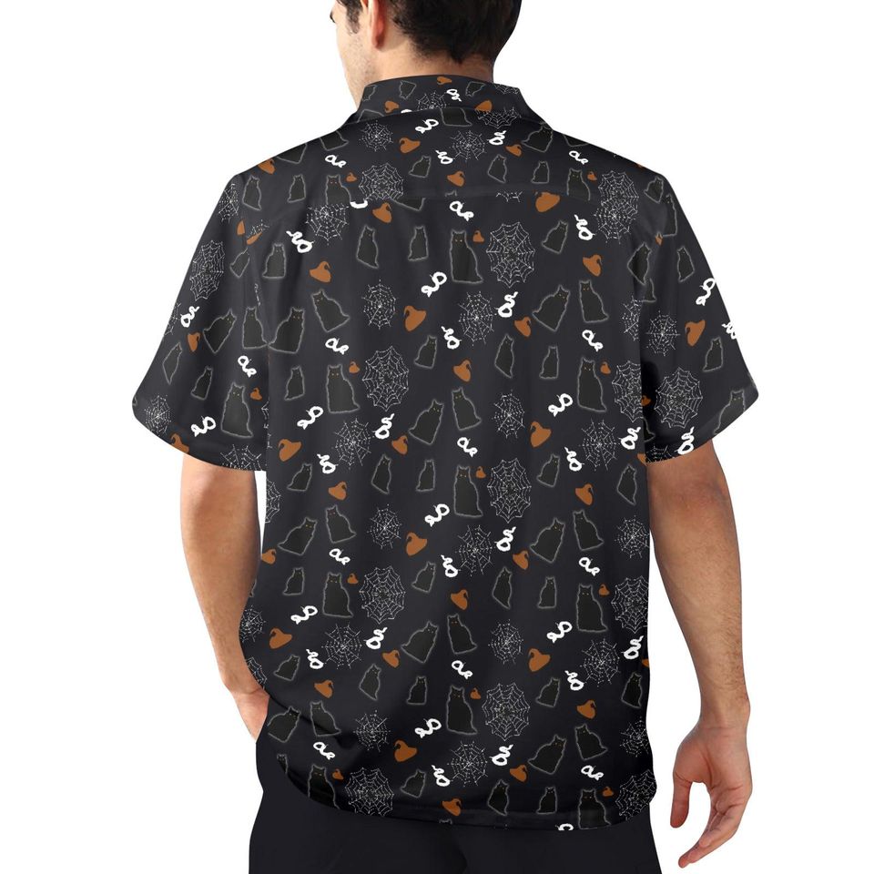 Black Cat Halloween Hawaiian Shirt, Button Up Down Shirt