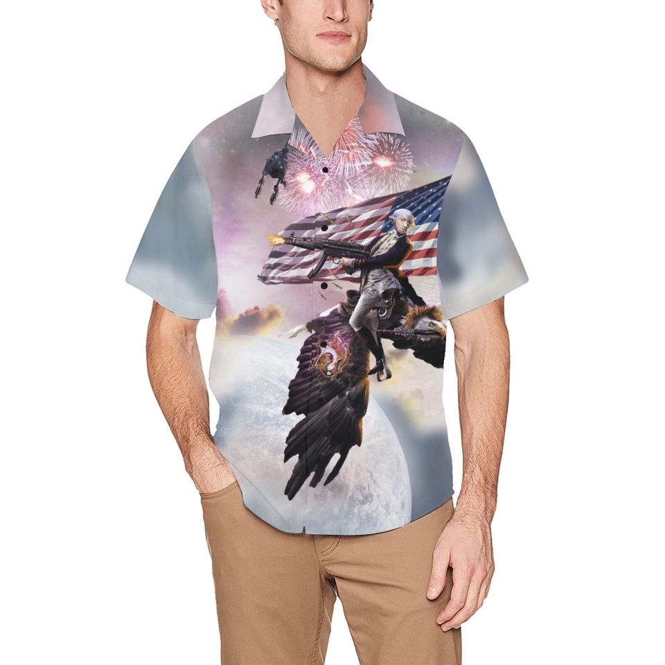 George Washington Riding Eagle Hawaiian Shirt