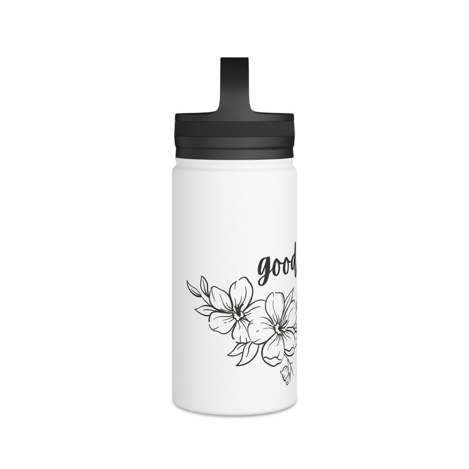 Good V Flowers Stainless Steel Water Bottle, Handle Lid