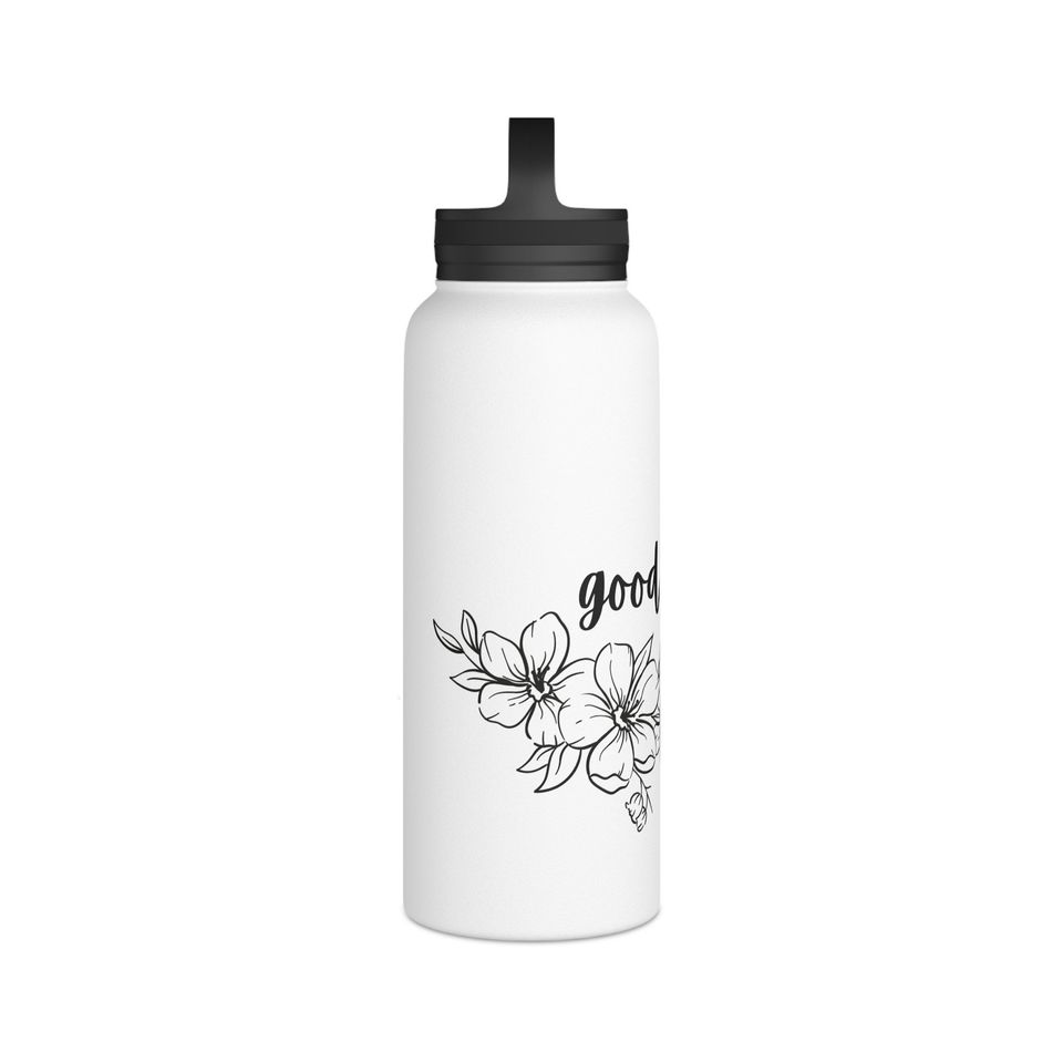 Good V Flowers Stainless Steel Water Bottle, Handle Lid