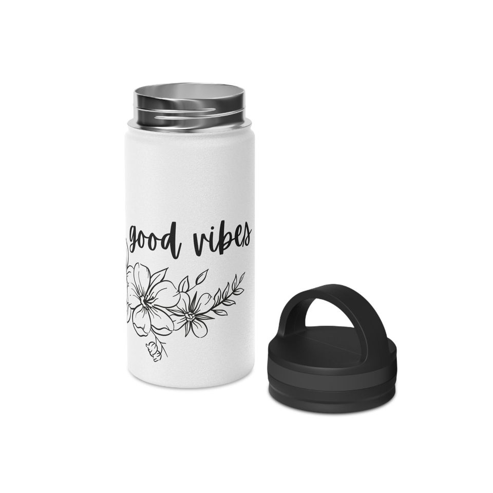 Good V Flowers Stainless Steel Water Bottle, Handle Lid