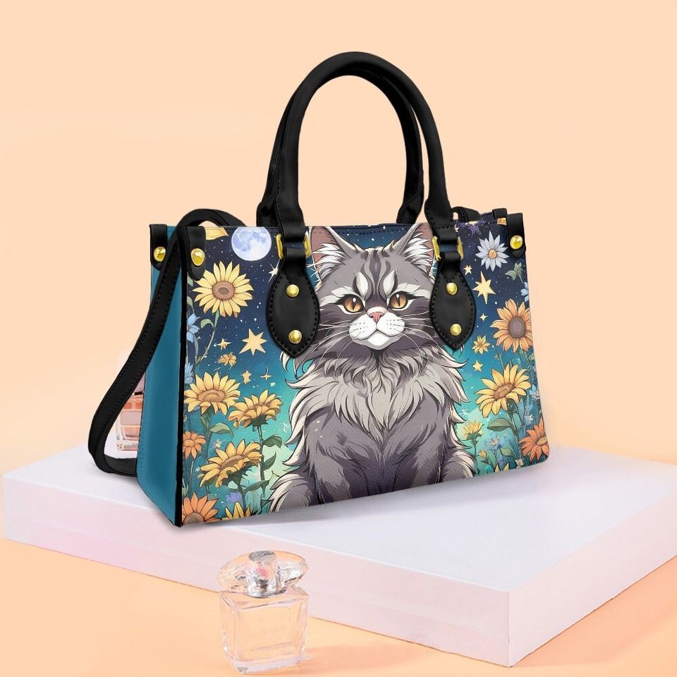 Maine Coon Cat Leather Handbag, gift for mom